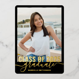 2025年モダンの卒業写真クラス発表 箔招待状