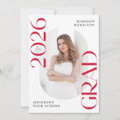 2025年モダンの授業Red Grad 2写真卒業 案内状 (正面)