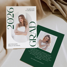 2025年モダンのGreen Grad 2写真卒業 案内状