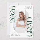 2025年モダンのGreen Grad 2写真卒業 案内状 (正面)