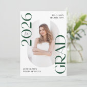 2025年モダンのGreen Grad 2写真卒業 案内状 (スタンド正面)