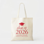 2025年モダンのRed Script Graduationのクラス トートバッグ (正面)