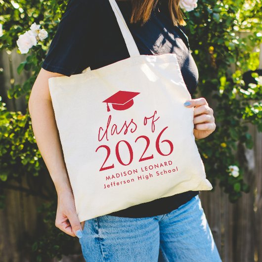 2025年モダンのRed Script Graduationのクラス トートバッグ