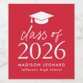 2025年モダンのScript Red Graduationのクラス ワインラベル (シングルラベル)
