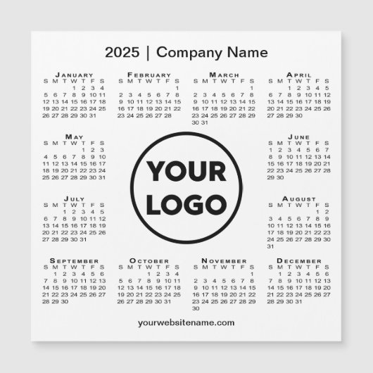 2025年モダンカレンダー会社のホワイトマグネットのロゴ (正面)