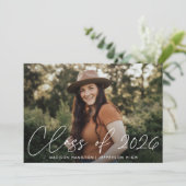 2025年モダンクラスのホワイトスクリプト写真卒業 案内状 (スタンド正面)