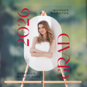 2025年モダンクラス赤写真卒業へようこそ アクリルサイン (ニュートラル)