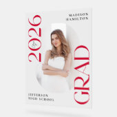 2025年モダンクラス赤写真卒業へようこそ アクリルサイン (傾斜)