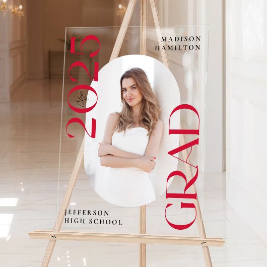 2025年モダンクラス赤写真卒業へようこそ アクリルサイン