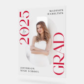 2025年モダンクラス赤写真卒業へようこそ アクリルサイン (傾斜)