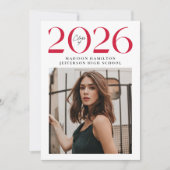 2025年モダンクラス赤2写真卒業 案内状 (正面)