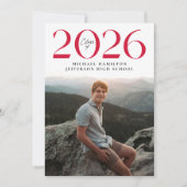 2025年モダンクラス赤2写真卒業 案内状 (正面)