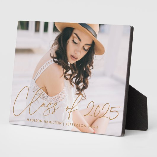 2025年モダンクラス金ゴールドスクリプト卒業写真 フォトプラーク (側面)
