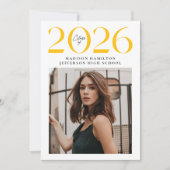 2025年モダンクラス黄色2写真卒業 案内状 (正面)