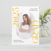 2025年モダンクラス黄色2写真卒業 案内状 (スタンド正面)