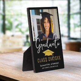 2025年モダングラッドキャップフォトのブラック&金ゴールドクラス フォトプラーク