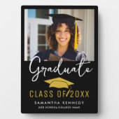 2025年モダングラッドキャップフォトのブラック&金ゴールドクラス フォトプラーク (正面)