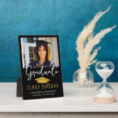 2025年モダングラッドキャップフォトのブラック&金ゴールドクラス フォトプラーク (側面)