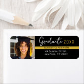 2025年モダングラッドキャップフォトのブラック&金ゴールドクラス ラベル (インサイチュ)