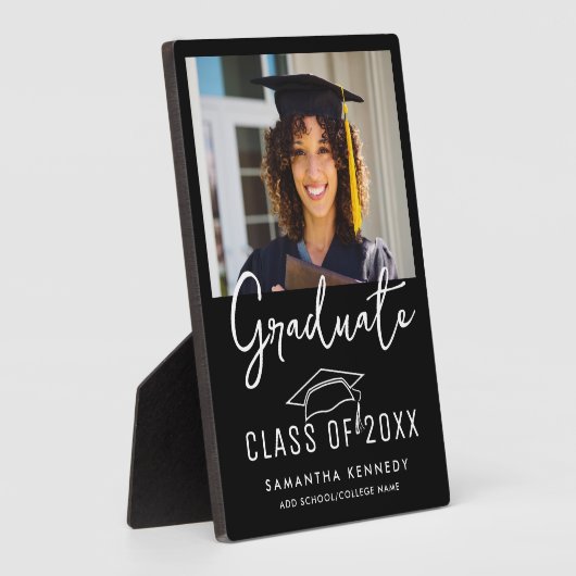 2025年モダングラッドキャップフォトの白黒クラス フォトプラーク (側面)