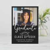 2025年モダングラッドキャップフォトの白黒クラス 招待状 (スタンド正面)