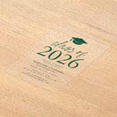 2025年モダングリーン卒業パーティーのクラス アクリル招待状 (レイダウン)