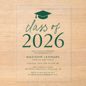 2025年モダングリーン卒業パーティーのクラス アクリル招待状 (正面)
