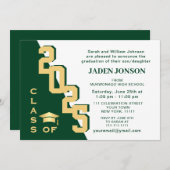 2025年モダンゴールデングリーン卒業パーティーのクラス 招待状 (正面/裏面)