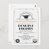 2025年モダンスタイリッシュ卒業式ドーナツ ポストカード (正面/裏面)
