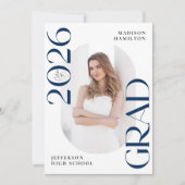 2025年モダンネイビーグラード2写真卒業 案内状 (正面)