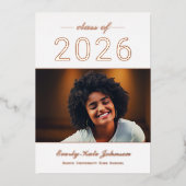 2025年モダンバラエレガント金ゴールド写真卒業 箔招待状 (正面)