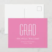 2025年モダンピンクタイポグラフィ卒業 案内ポストカード (正面/裏面)