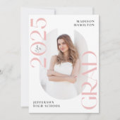 2025年モダンピンクフォト卒業パーティーのクラス 招待状 (正面)