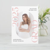 2025年モダンピンクフォト卒業パーティーのクラス 招待状 (スタンド正面)