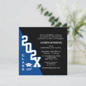 2025年モダンブルーブラック卒業パーティーのクラス 招待状 (スタンド正面)