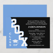 2025年モダンブルーブラック卒業パーティーのクラス 招待状 (正面/裏面)