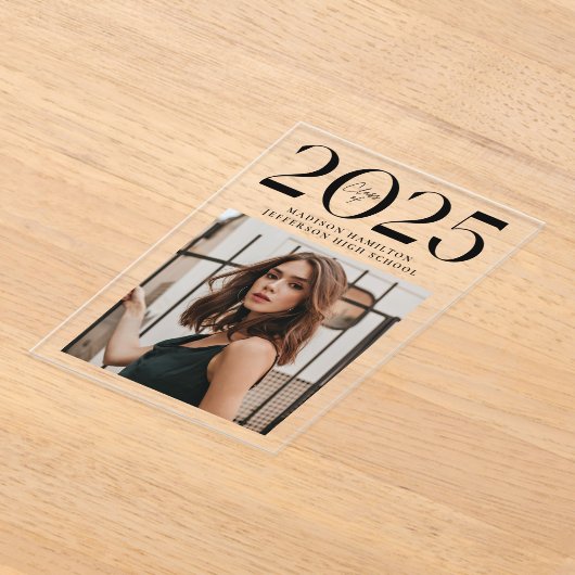 2025年モダン写真アクリル卒業発表 アクリル招待状 (レイダウン)