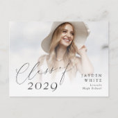 2025年モダン写真卒業のシックなスクリプトクラス ポストカード (正面)