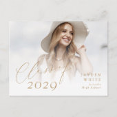 2025年モダン写真卒業のシックなスクリプトクラス ポストカード (正面)