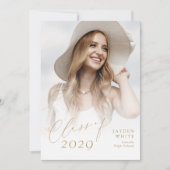 2025年モダン写真卒業のシックなスクリプトクラス 招待状 (正面)