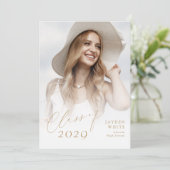 2025年モダン写真卒業のシックなスクリプトクラス 招待状 (スタンド正面)