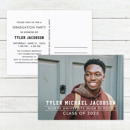 2025年モダン写真卒業パーティーのクラス ポストカード