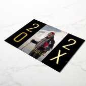 2025年モダン写真卒業パーティー金ゴールド 箔招待状 (回転した状態)