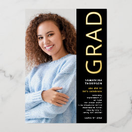 2025年モダン写真卒業ブラック金ゴールド実在 箔招待状