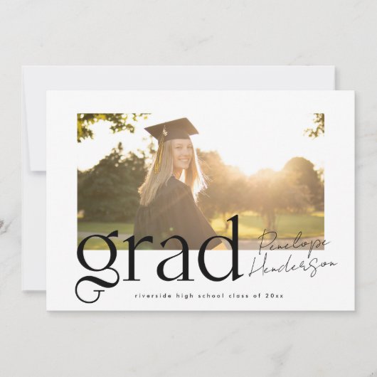 2025年モダン卒業の白黒クラス 案内状 (正面)