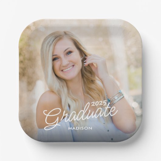 2025年モダン卒業のScript Photo Class ペーパープレート (正面)