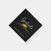 2025年モダン卒業キャップのブラック&金ゴールドクラス スタンダードカクテルナプキン (角)