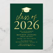 2025年モダン卒業パーティーのグリーンクラス 箔招待状 (正面)
