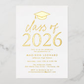 2025年モダン卒業パーティーのゴールドフォイルクラス 箔招待状 (正面)