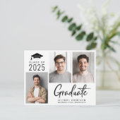 2025年モダン卒業パーティーの写真クラス インビテーションポストカード (スタンド正面)